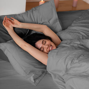 Jogo de Cama 3 Peças Percal 400 Fios #cinza