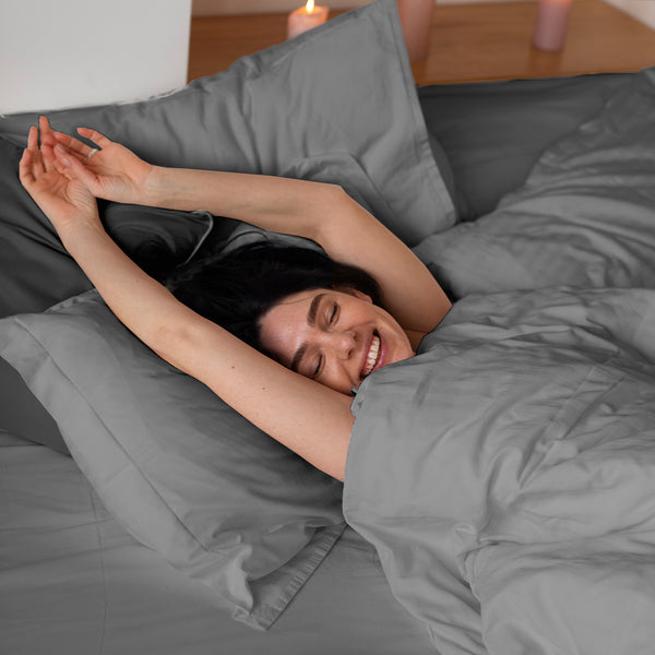 Jogo de Cama 3 Peças Percal 400 Fios #cinza