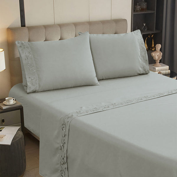 Jogo de Cama 4 Peças Percal 400 Fios #cinzaclaro