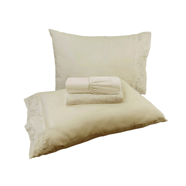 Jogo de Cama 4 Peças Percal 400 Fios #creme