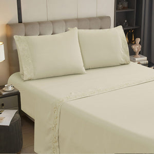 Jogo de Cama 4 Peças Percal 400 Fios #creme