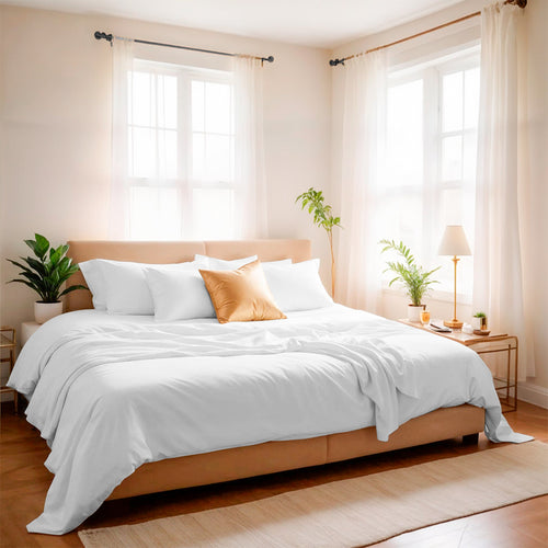 Jogo de Cama 4 Peças Bambu 600 Fios #branco