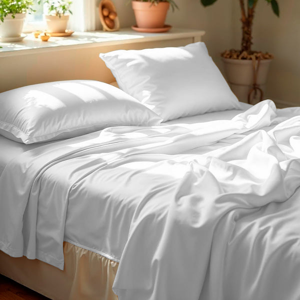 Jogo de Cama 4 Peças Bambu 600 Fios #branco