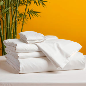 Jogo de Cama 4 Peças Bambu 600 Fios #branco