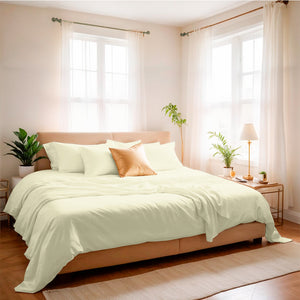 Jogo de Cama 4 Peças Bambu 600 Fios #marfim